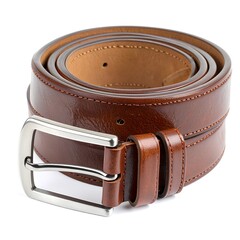 Rolled-up brown leather belt