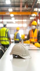 Safety meeting in a factory