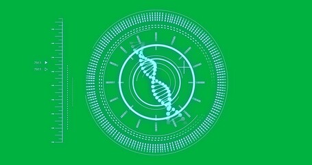 Animation of scientific data processing with dna strand over transparent background - Powered by Adobe