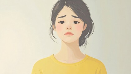 Sad girl in yellow shirt