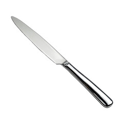 Shiny, metal table knife on a dark, plain background