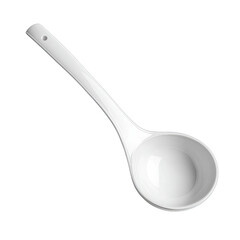Sleek white ceramic serving spoon on a black background