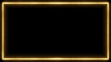 A minimalist and elegant golden line frame with a soft glowing effect on a dark background. This simple, modern border is ideal for sophisticated invitations, quotes, or digital branding