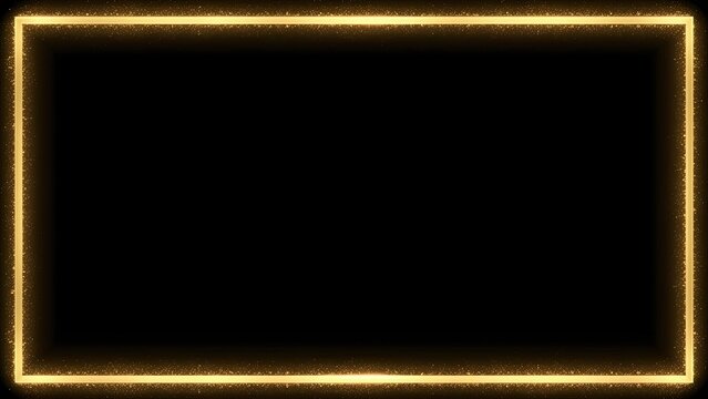 A minimalist and elegant golden line frame with a soft glowing effect on a dark background. This simple, modern border is ideal for sophisticated invitations, quotes, or digital branding