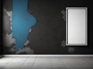 interior design with modern concrete wall and empty frame