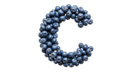 The letter c formed by blueberries isolated on transparent background
