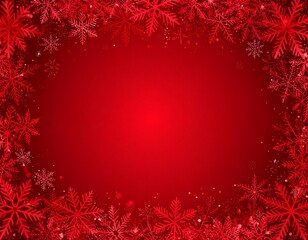 Red Christmas Background with Snowflakes.