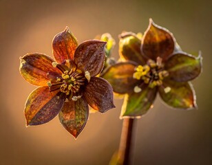 Close Up of Two Brown Flowers in Sunlight.