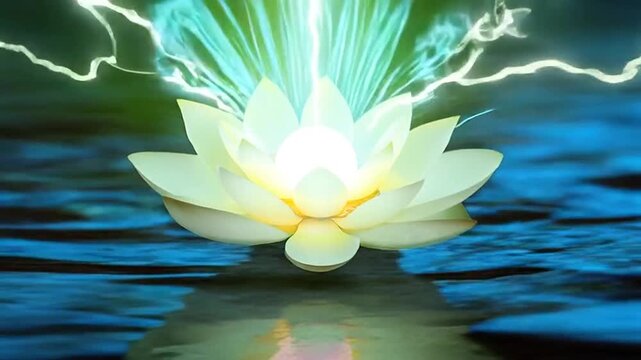 The water ripples intensify as the lotus spins faster animated