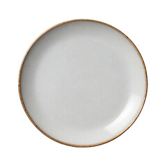 Smooth, round plate with light gray interior, wooden rim