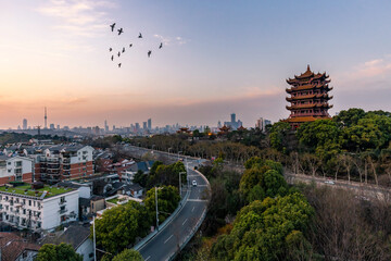 City Skyline Silhouette Against Sunset Sky Urban Landscape