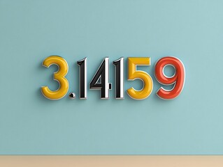 Numerical art display modern interior 3d render pale blue background close-up creative design