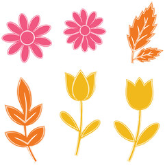 Vibrant floral elements collection for cheerful designs and spring projects