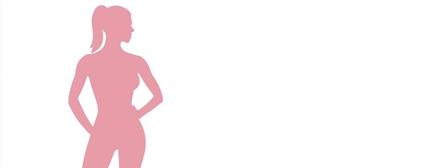 Silhouette of a female figure in pink, standing confidently with hands on hips, showcasing a modern and stylish design, ideal for fashion or beauty mockup with copy space