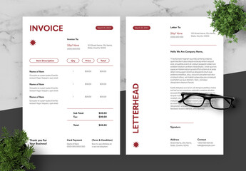 Red Black Invoice And Letterhead