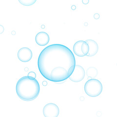 Blue Glass Bubbles Floating Against white transparent Background Futuristic Abstract Glow for Modern Design