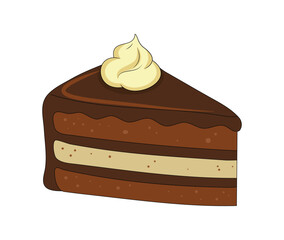 Delicious Chocolate Cake Dessert Vector Illustration
