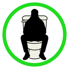 symbol of a person sitting on a toilet seat