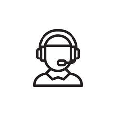 Black and White Customer Service Woman Icon Illustration Minimalist Call Center Support Symbol Design