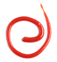 Spiral made of tasty ketchup isolated on white background