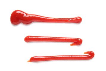 Patterns of delicious ketchup isolated on white background