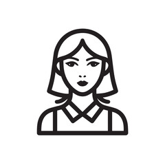 Black and White Customer Service Woman Icon Illustration Minimalist Call Center Support Symbol Design