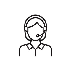 Black and White Customer Service Woman Icon Illustration Minimalist Call Center Support Symbol Design