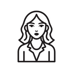 Black and White Customer Service Woman Icon Illustration Minimalist Call Center Support Symbol Design