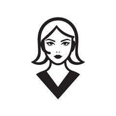 Black and White Customer Service Woman Icon Illustration Minimalist Call Center Support Symbol Design