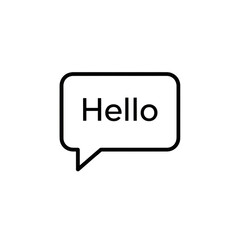 Naklejka premium Minimalist outline of a speech bubble with the word hello isolated on transparent background