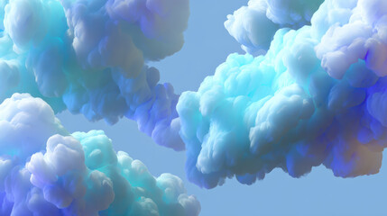 Dreamy soft pastel cloud formation on blue sky background. Serene and calm abstract atmospheric art perfect for wallpaper or design