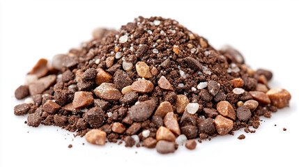 Texture of wet soil, stains and water droplets with dry soil isolated