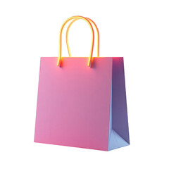 Pink shopping bag is illuminated with yellow handles and subtle lighting against a deep black background, creating a clean and modern style design, perfect for concepts related to commerce and gifts.