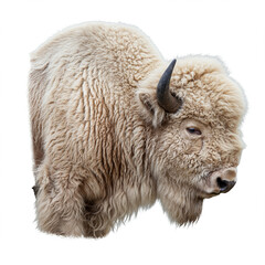 Fototapeta premium Majestic White Bison Fur Detail: A Stunning Isolated 8K Image for Licensing.