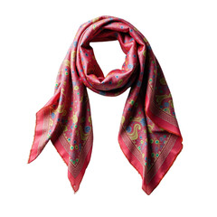 A vibrant, patterned silk scarf displays elaborate paisley and floral designs against a deep black backdrop, creating a luxurious and eye-catching visual.