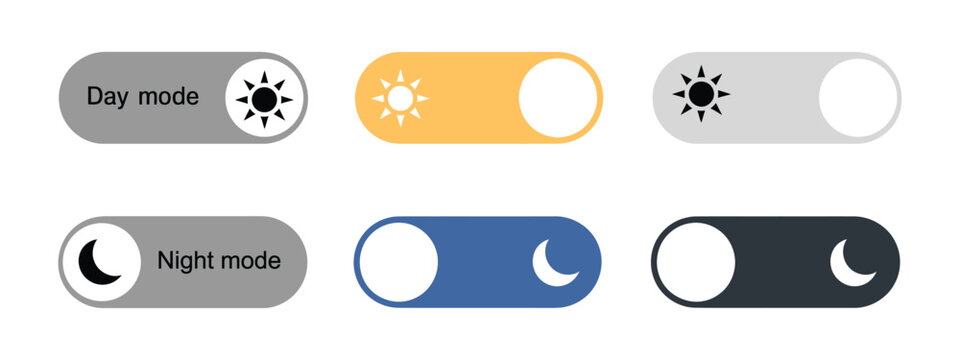 Day night mode icon vector. day and night mode toggle switches symbol. vector illustration.