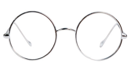Round Metal Frame Eyeglasses on Transparent Background