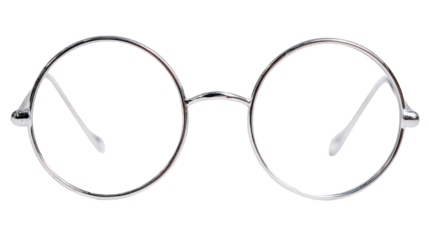 Round Metal Frame Eyeglasses on Transparent Background