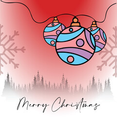 Merry Christmas banner with red background 