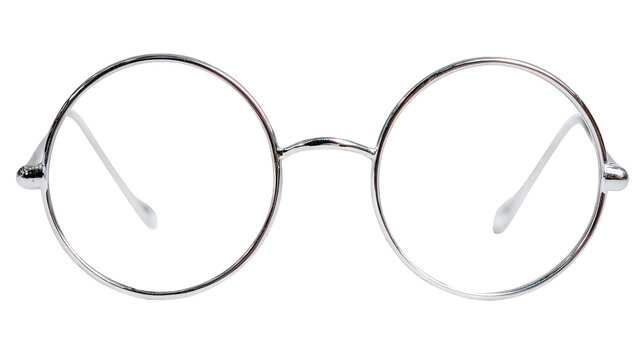 Round Metal Frame Eyeglasses on Transparent Background