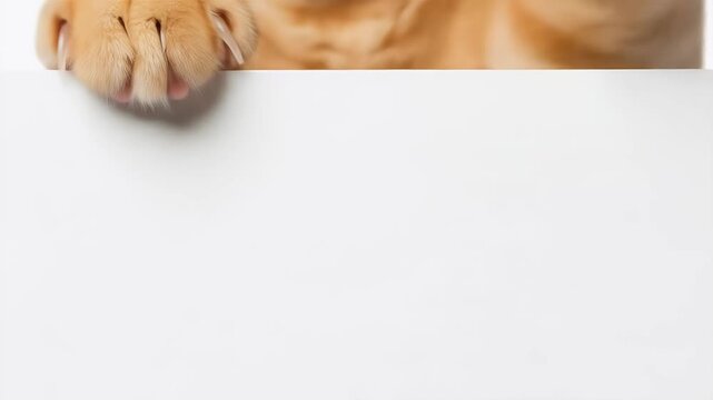 Cute Dog Paws Holding a White Blank Sign for Your Message.