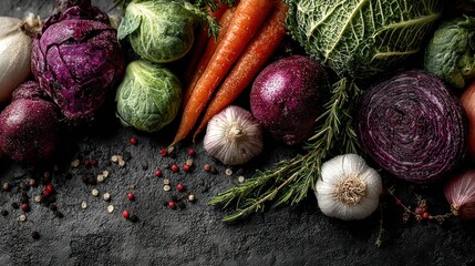 Celebration of world food safety day with fresh vegetables and herbs in a horizontal healthy eating layout