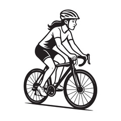 a black and white beautiful woman riding bycicle