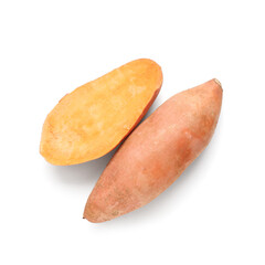 Fresh sweet potatoes isolated on white background