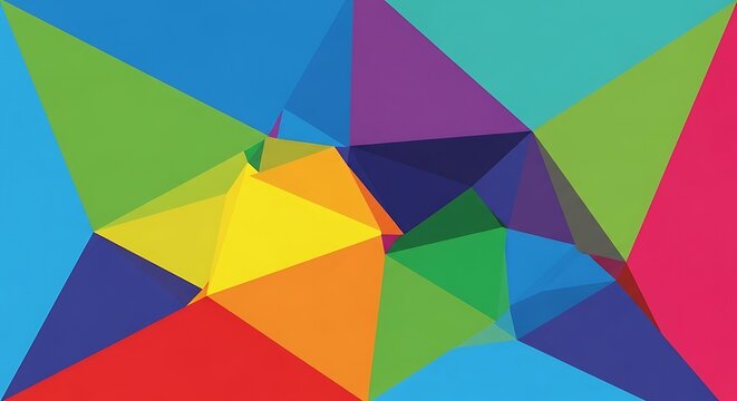 Vibrant kaleidoscopic background created with geometric polygon elements