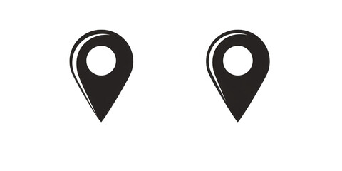 Two Dark Gray Location Markers On Black Background