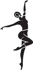 Fototapeta premium Black vector silhouette illustration of a ballerina woman dancing a beautiful jump pose