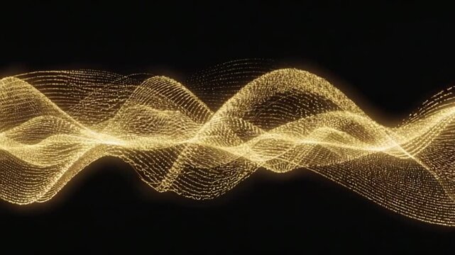 Golden wave patterns flowing gently across a dark background in a continuous motion effect abstract digital wave futuristic tech patterns backgrounds video