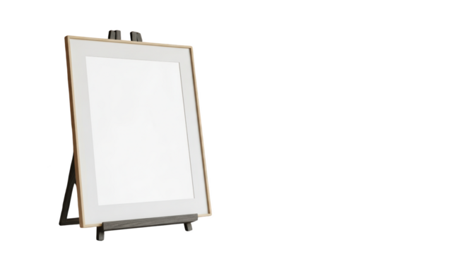 Blank Frame on Easel Display featuring frame, easel, blank, white, canvas perfect for branding and presentation