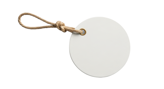 Blank Round Tag with Rope featuring tag, blank, white, round, circle high quality realistic mockup professional - Powered by Adobe